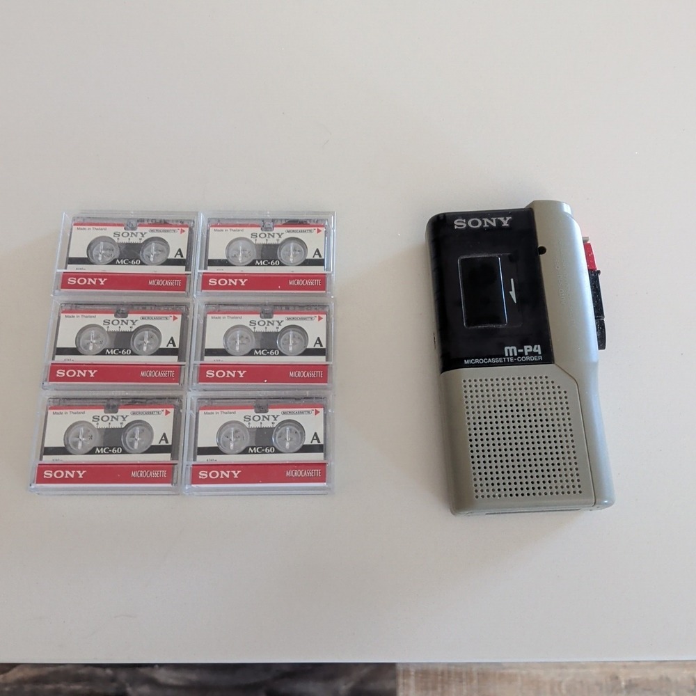 Sony M-P4 Microcassette Corder 2-Speed Recorder Working w/MC-60 Tapes